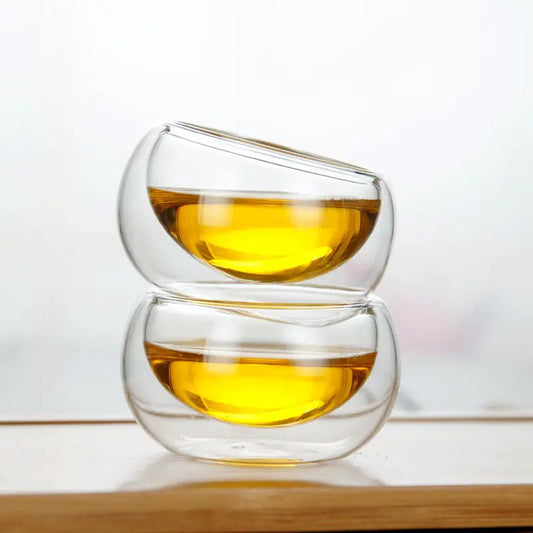 Handcrafted Glass Kung Fu Tea Set with Double Wall Cups