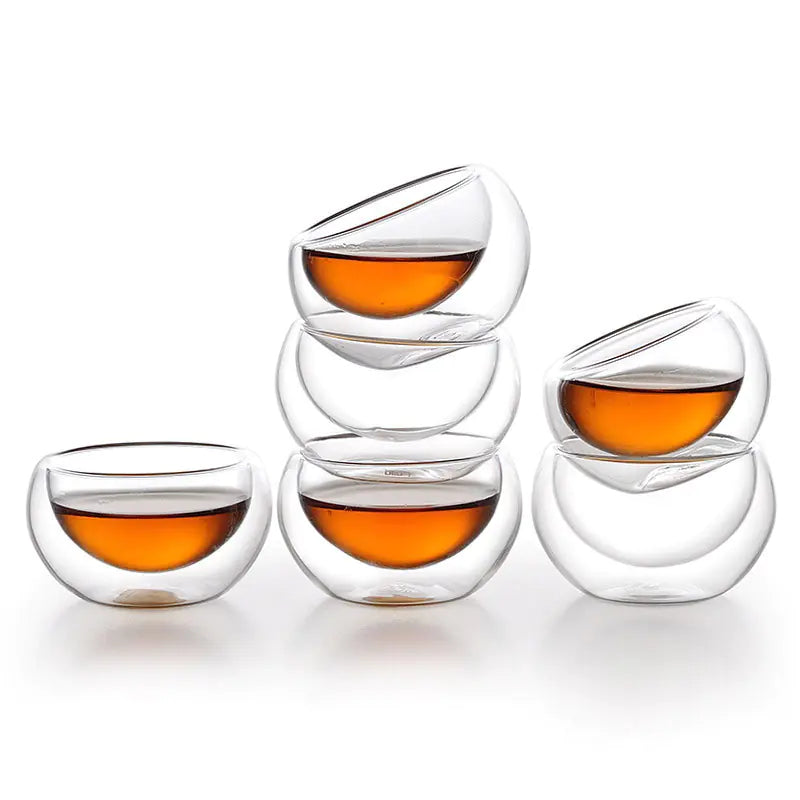 Handcrafted Glass Kung Fu Tea Set with Double Wall Cups
