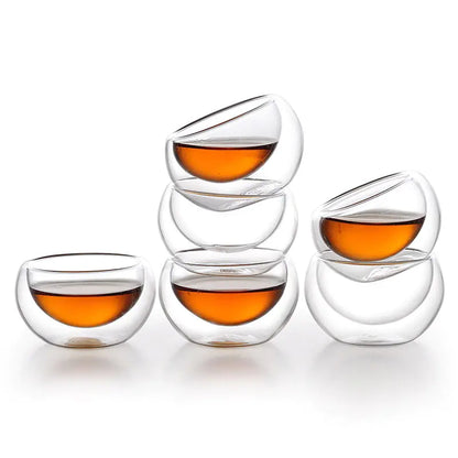 Handcrafted Glass Kung Fu Tea Set with Double Wall Cups