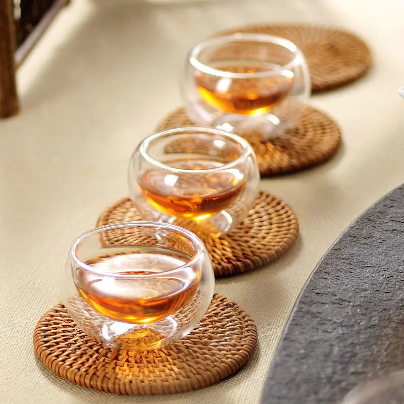 Handcrafted Glass Kung Fu Tea Set with Double Wall Cups