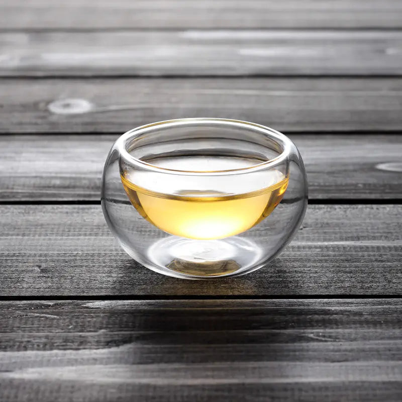 Handcrafted Glass Kung Fu Tea Set with Double Wall Cups